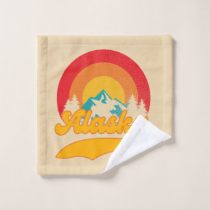 Retro Sunset Alaska Juneau Moose 0Mountains Wild  Bath Towel Set