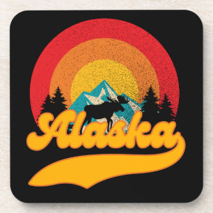 Retro Sunset Alaska Juneau Moose 0Mountains Wild Coaster