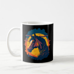 Retro Sunset And Horse Head Coffee Mug