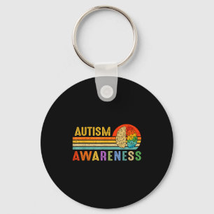 Retro Sunset Autism Awareness Neurodiversity Spect Key Ring