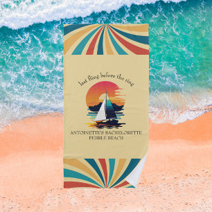 Retro Sunset Bachelorette Beach Towel