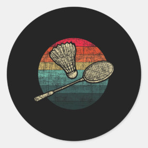 Retro Sunset Badminton - Birdie Shuttle Athletes Classic Round Sticker