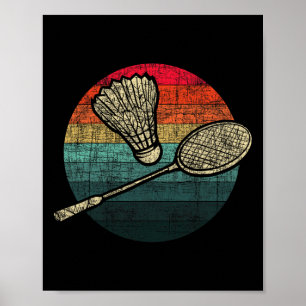 Retro Sunset Badminton - Birdie Shuttle Athletes  Poster