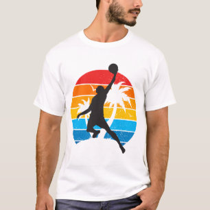 Retro Sunset Basketball Dunk Hoop Sports  T-Shirt
