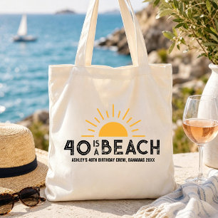 Retro Sunset Beach 40th 50th Birthday Crew Squad Tote Bag