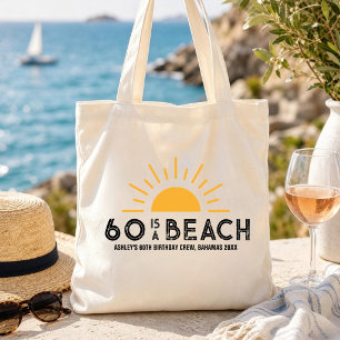 Retro Sunset Beach 60th 70th Birthday Crew Squad Tote Bag