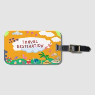 Retro Sunset Beach Luggage Tag