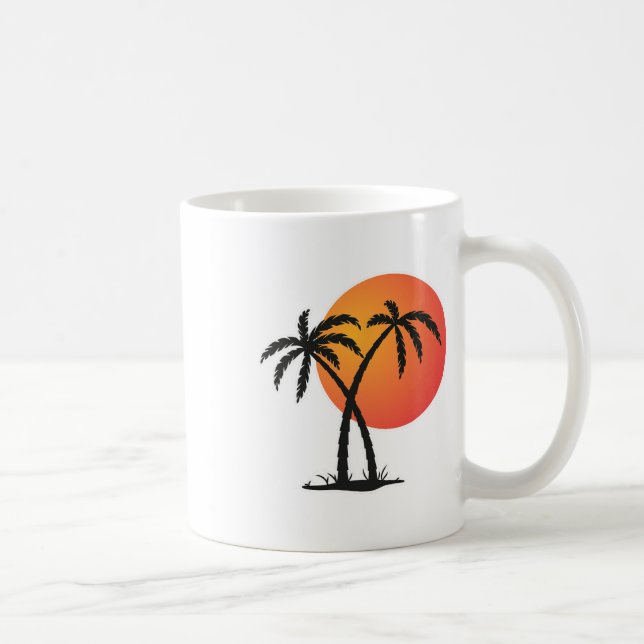 Retro Sunset Beach Palm Tree Summer Vacation Holid Coffee Mug (Right)