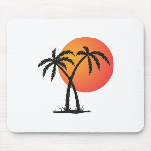 Retro Sunset Beach Palm Tree Summer Vacation Holid Mouse Pad
