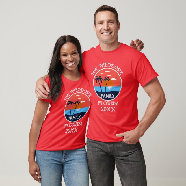 Retro Sunset Beach | Personalised Family Vacation T-Shirt (Unisex)
