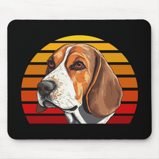 Retro Sunset Beagle Mouse Pad (Front)