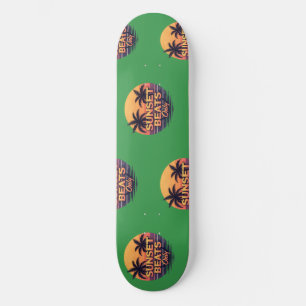 Retro Sunset Beats Only Palm Trees Vintage Skateboard