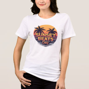 Retro Sunset Beats Only Palm Trees Vintage Tri-Blend Shirt