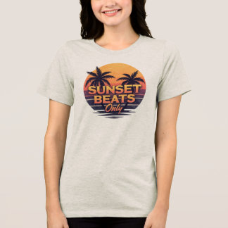 Retro Sunset Beats Only Palm Trees Vintage Tri-Blend Shirt