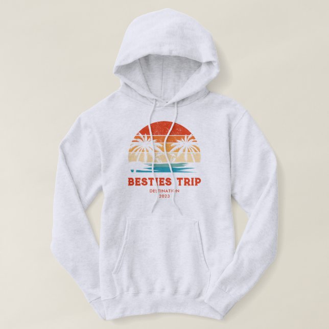 Retro sunset Besties Girls trip Matching Hoodie (Design Front)