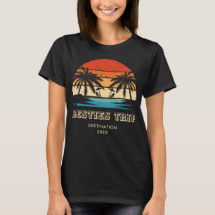 Retro sunset Besties Girls trip Matching T-Shirt
