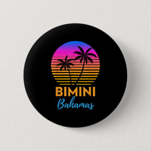 Retro Sunset Bimini Bahamas Beach Trip Vacation Su 6 Cm Round Badge