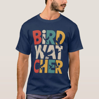 Retro Sunset Birding Birdwatcher Bird Lover family T-Shirt