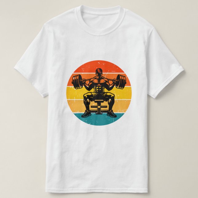 Retro Sunset Bodybuilding T-Shirt - Men's Fitness  (Design Front)