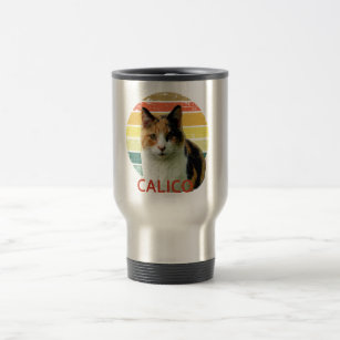 Retro Sunset Calico Moggy Cat  Travel Mug