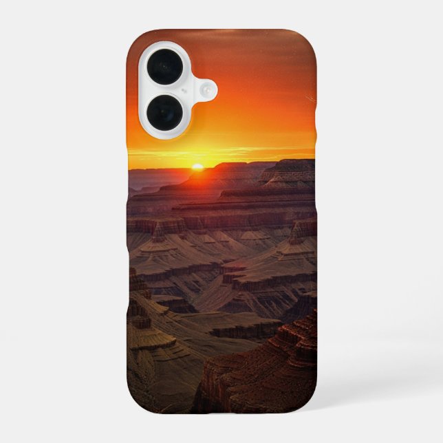 Retro Sunset Canyon iPhone 16 Case (Back)