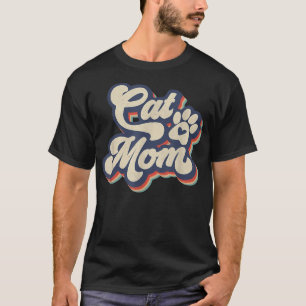 Retro Sunset Cat Mom Cat Paw Cat Lover Women Vinta T-Shirt