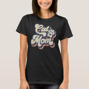 Retro Sunset Cat Mum Cat Paw Cat Lover Women Vinta T-Shirt