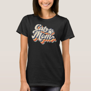 Retro Sunset Cat Mum Cat Paw Cat  Women Fur Mama T-Shirt