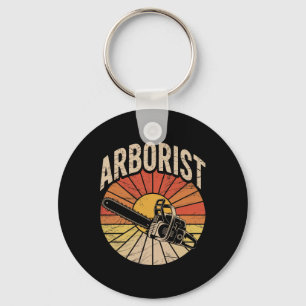 Retro Sunset Chainsaw Arboriculture Arborist Key Ring