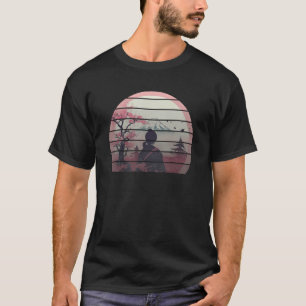 Retro sunset cherry blossom Mount Fuji Geisha Japa T-Shirt