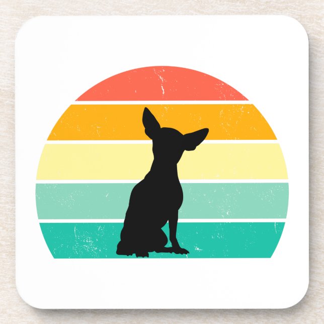 Retro Sunset Chihuahua  Coaster (Front)