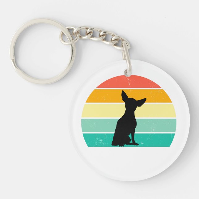 Retro Sunset Chihuahua   Key Ring (Front)