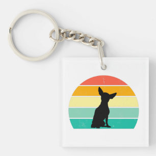 Retro Sunset Chihuahua Key Ring