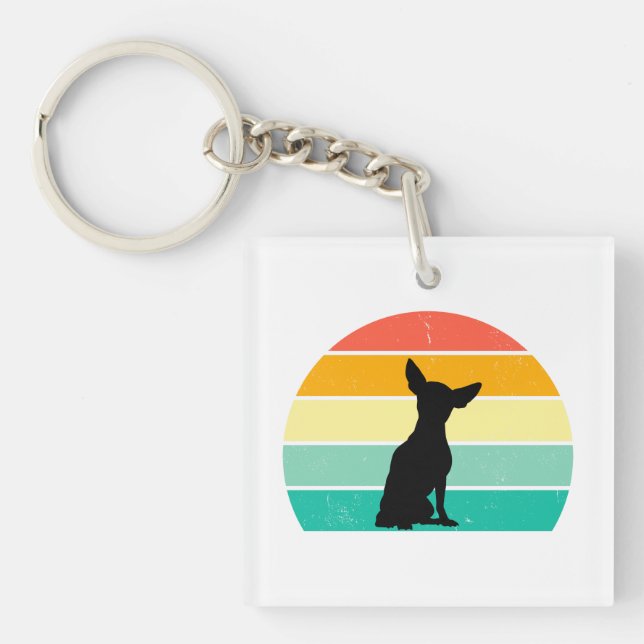 Retro Sunset Chihuahua   Key Ring (Front)
