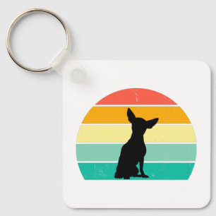 Retro Sunset Chihuahua Key Ring