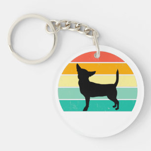 Retro Sunset Chihuahua Key Ring