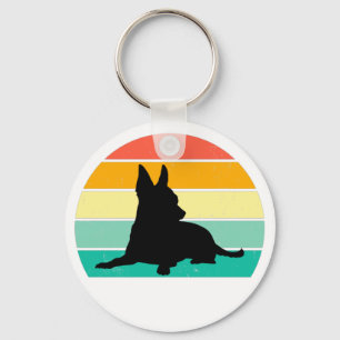 Retro Sunset Chihuahua Key Ring