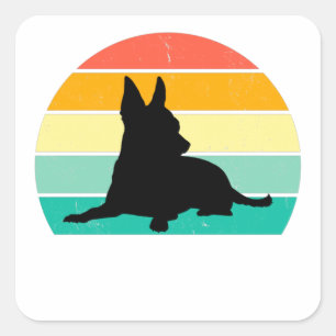 Retro Sunset Chihuahua     Square Sticker