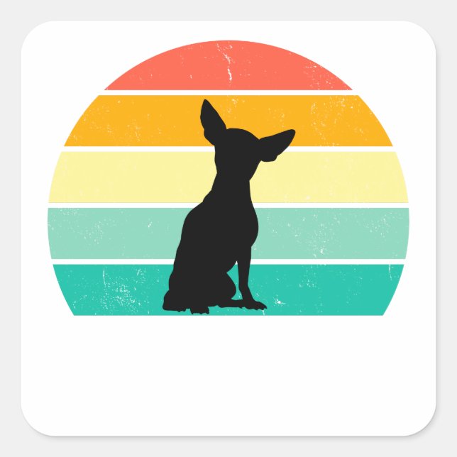 Retro Sunset Chihuahua   Square Sticker (Front)
