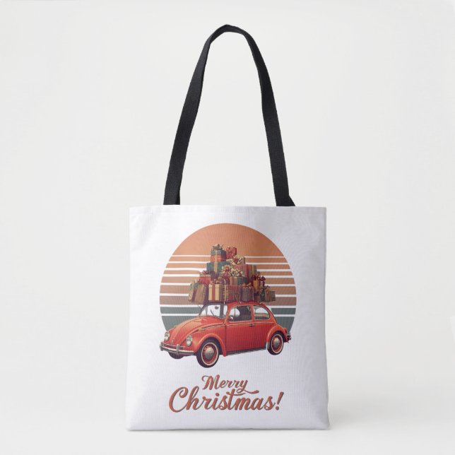 Retro Sunset Christmas Tote Bag (Front)