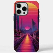 Retro Sunset City iPhone Case Vaporwave Aesthetic
