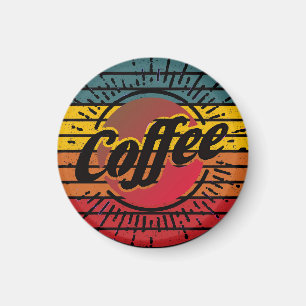 Retro sunset coffee magnet