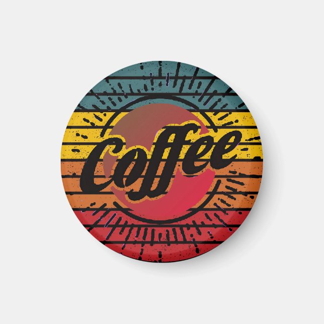 Retro sunset coffee  magnet (Front)