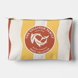 Retro Sunset Coral Beach Family Vacation Accessory Pouch