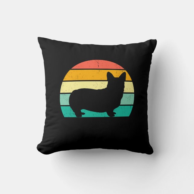 Retro Sunset Corgi   Cushion (Front)