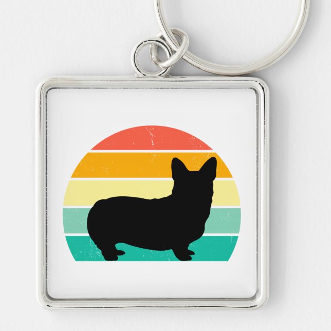 Retro Sunset Corgi   Key Ring (Front)