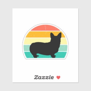 Retro Sunset Corgi Sticker