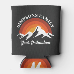 Retro Sunset Custom Family Vacation Group Matching Can Cooler