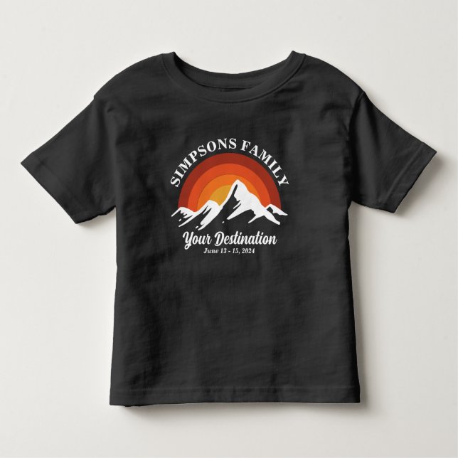 Retro Sunset Custom Family Vacation Group Matching Toddler T-Shirt (Front)