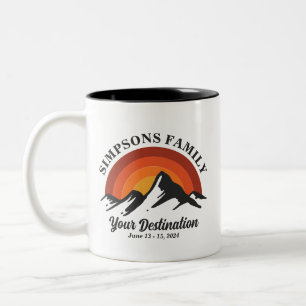 Retro Sunset Custom Family Vacation Group Matching Two-Tone Coffee Mug